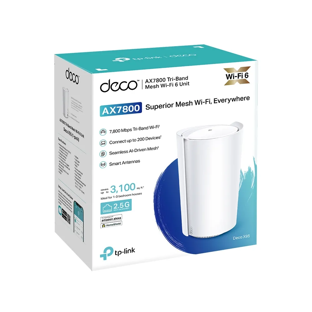 TP-Link Deco X95 Wi-Fi 6 AX7800 Whole-Home Mesh Wi-Fi System (1-pack)