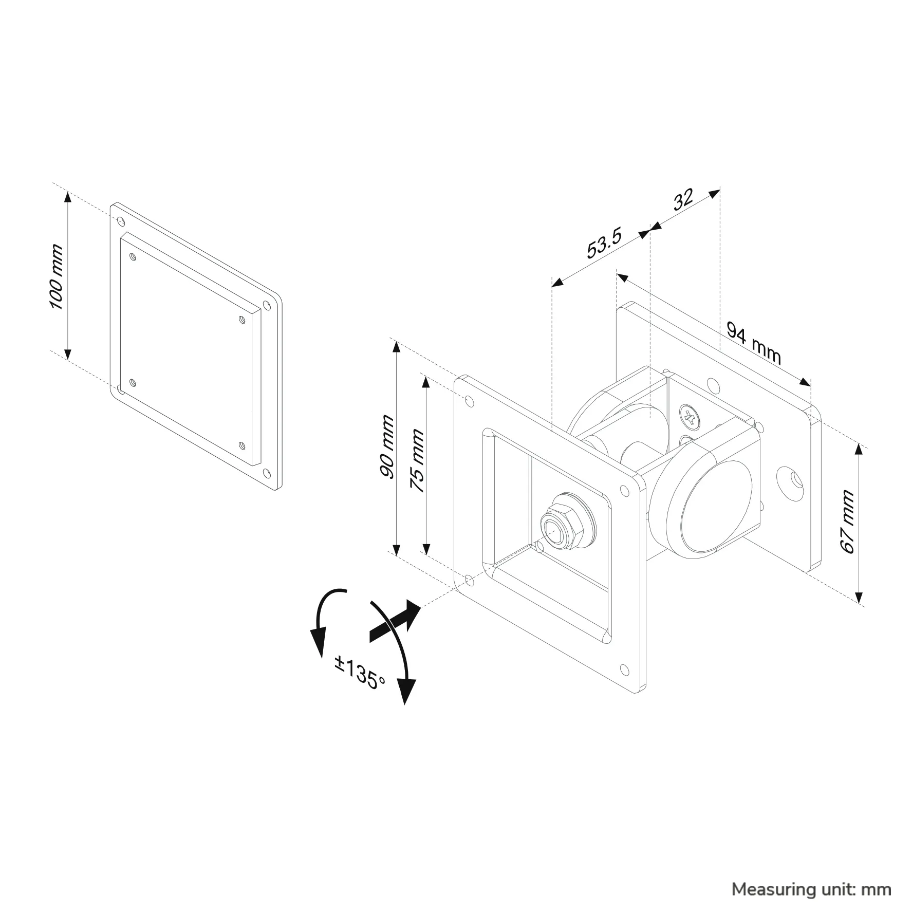 NewStar Tilt & Turn Monitor Mount FPMA-DTBW100 - Asennuskomponentti (työkalupalkkikiinnitys) tuotteelle LCD-näyttö - harmaa -näytön koko: 10"-30"