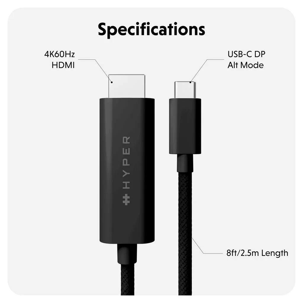 Hyper Hyperdrive 4K USB-C to HDMI Cable Black