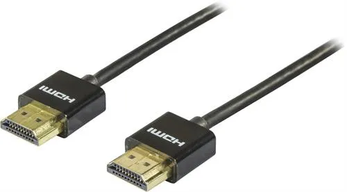 Deltaco HDMI &ndash; HDMI 1.4 - kabel, Tunn, 3 m, Svart