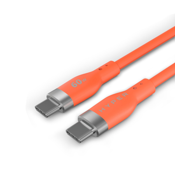 HYPER HyperJuice Flex USB-C cable, 60W, 1.5 m, Orange