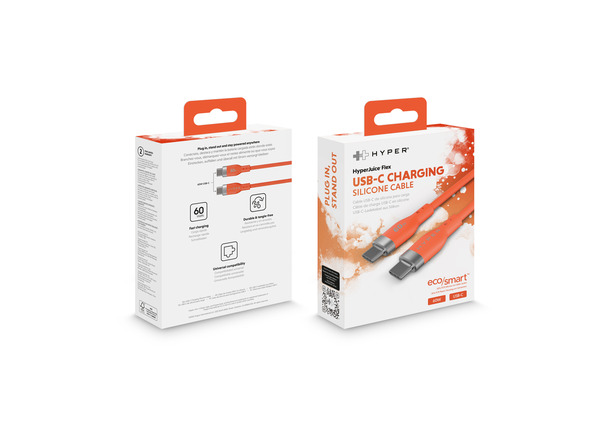 HYPER HyperJuice Flex USB-C cable, 60W, 1.5 m, Orange