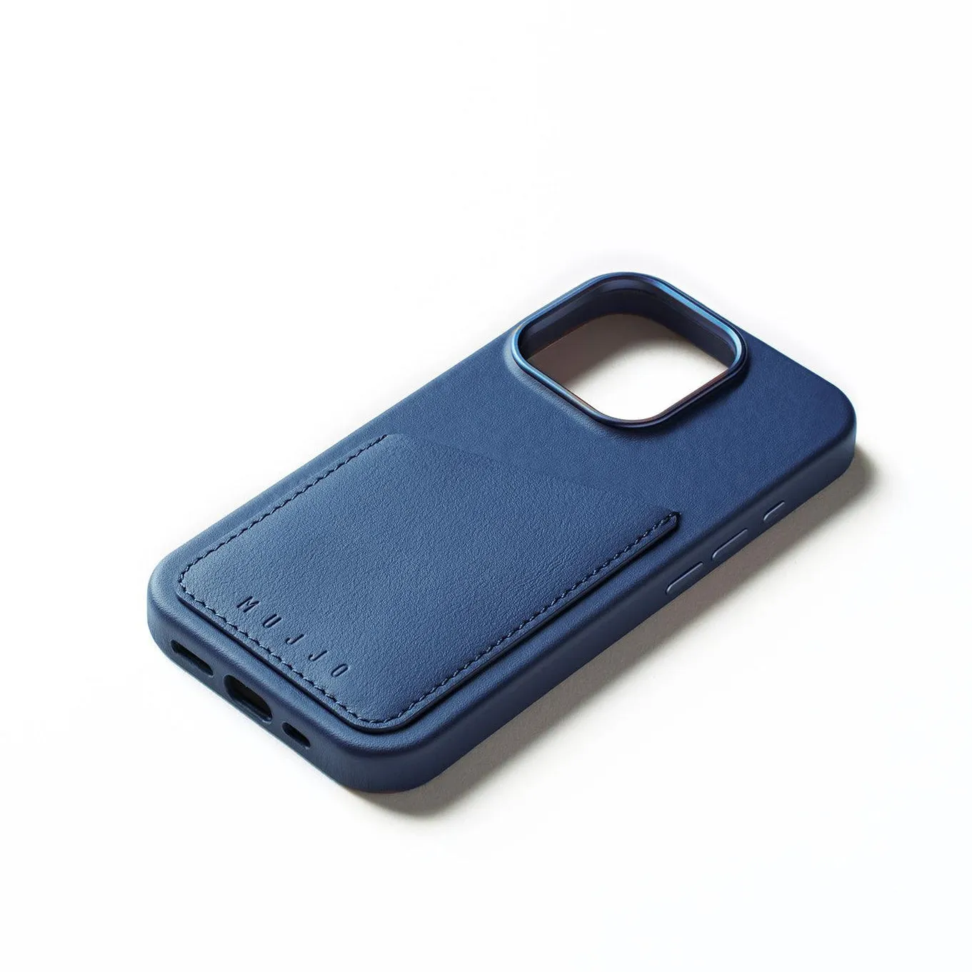Mujjo Wallet Leather, iPhone 16 Pro -suojakuori, Sininen