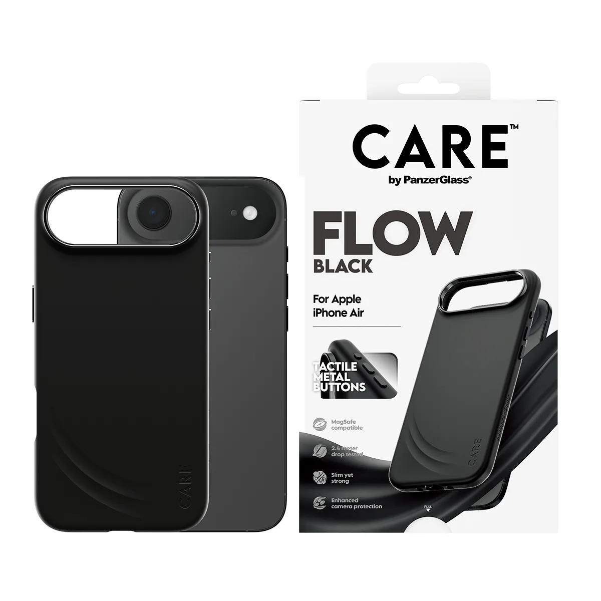 CARE by PanzerGlass Feature FLOW MagSafe fodral f&ouml;r iPhone Air, svart