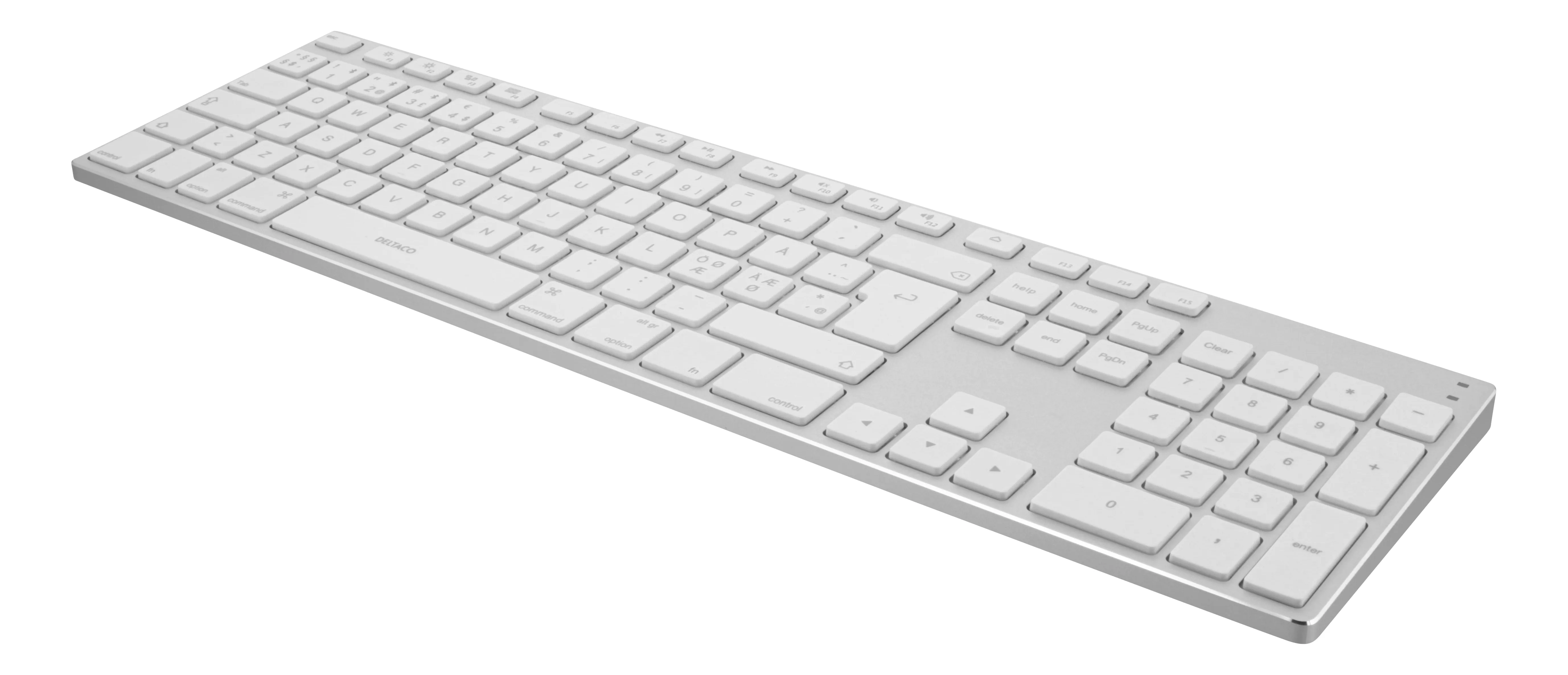 Deltaco TB-402 Aluminium -langaton näppäimistö, hopea/valkoinen