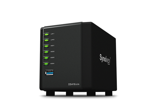 Synology DiskStation DS416slim, 4x2,5&quot;, Dual Core, 512MB RAM, svart