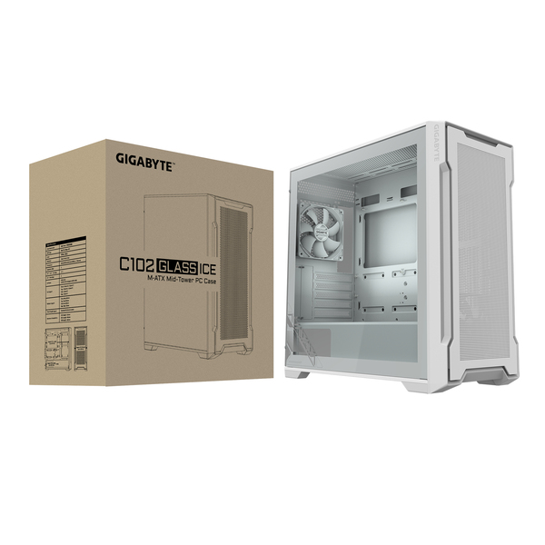 Gigabyte C102 Glass Ice - midi tower, White