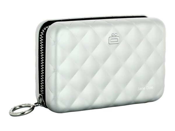 &Ouml;GON Quilted Zipper Card holder Silver