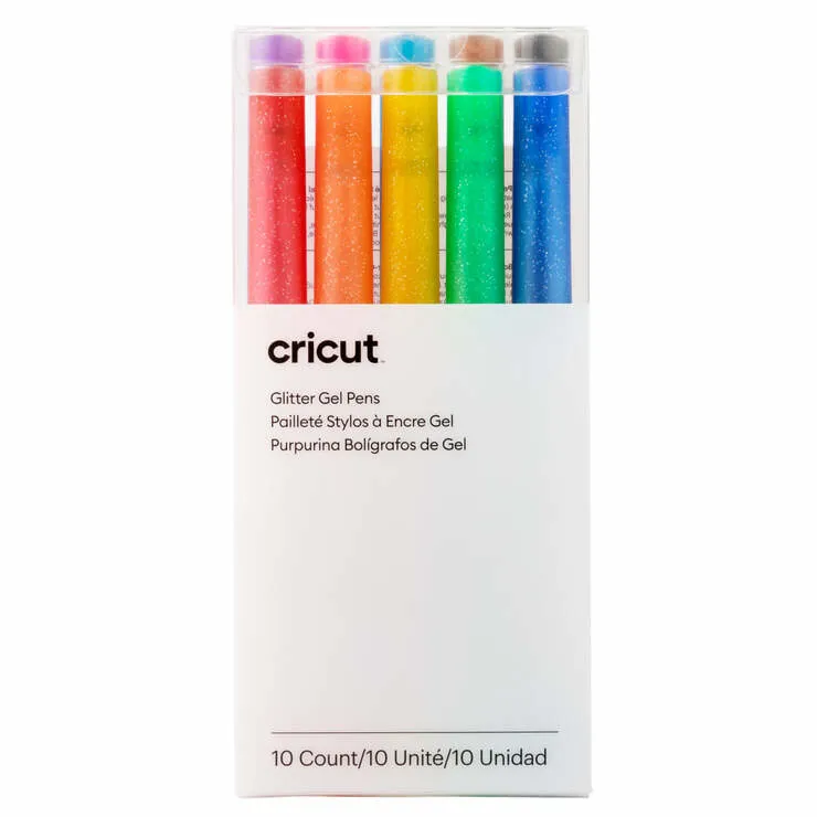 Cricut Glitter Gel pens 10-pack (Rainbow + Pink, Brown, Black)