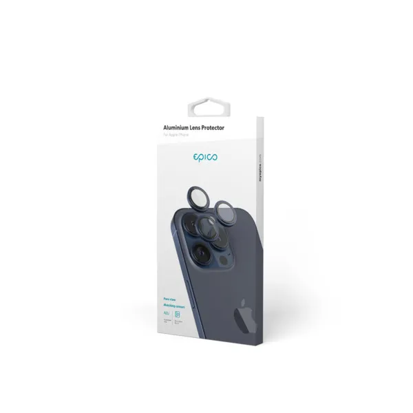 Epico Aluminium Lens, iPhone 15 Pro / 15 Pro Max - Camera Lens Protector, Blue Titanium