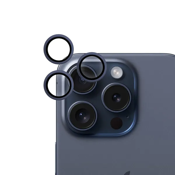Epico Aluminium Lens, iPhone 15 Pro / 15 Pro Max - Camera Lens Protector, Blue Titanium