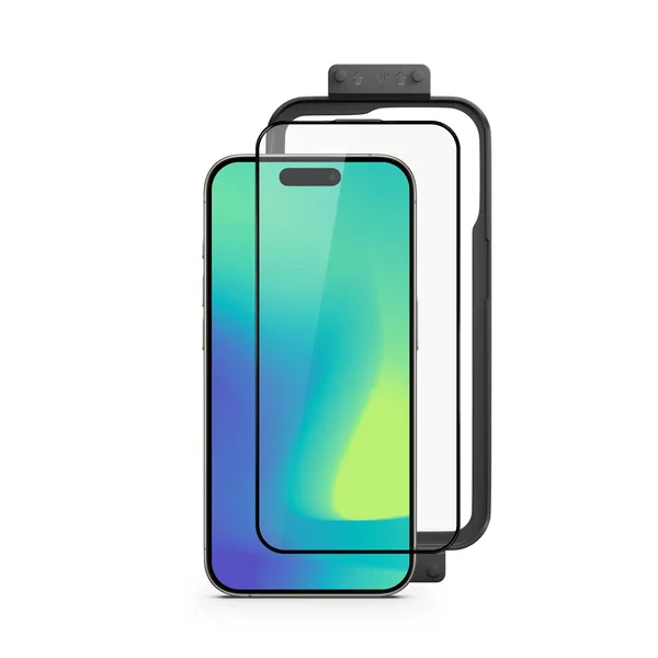 Spello Shield Glass 3D for iPhone 16 with install frame