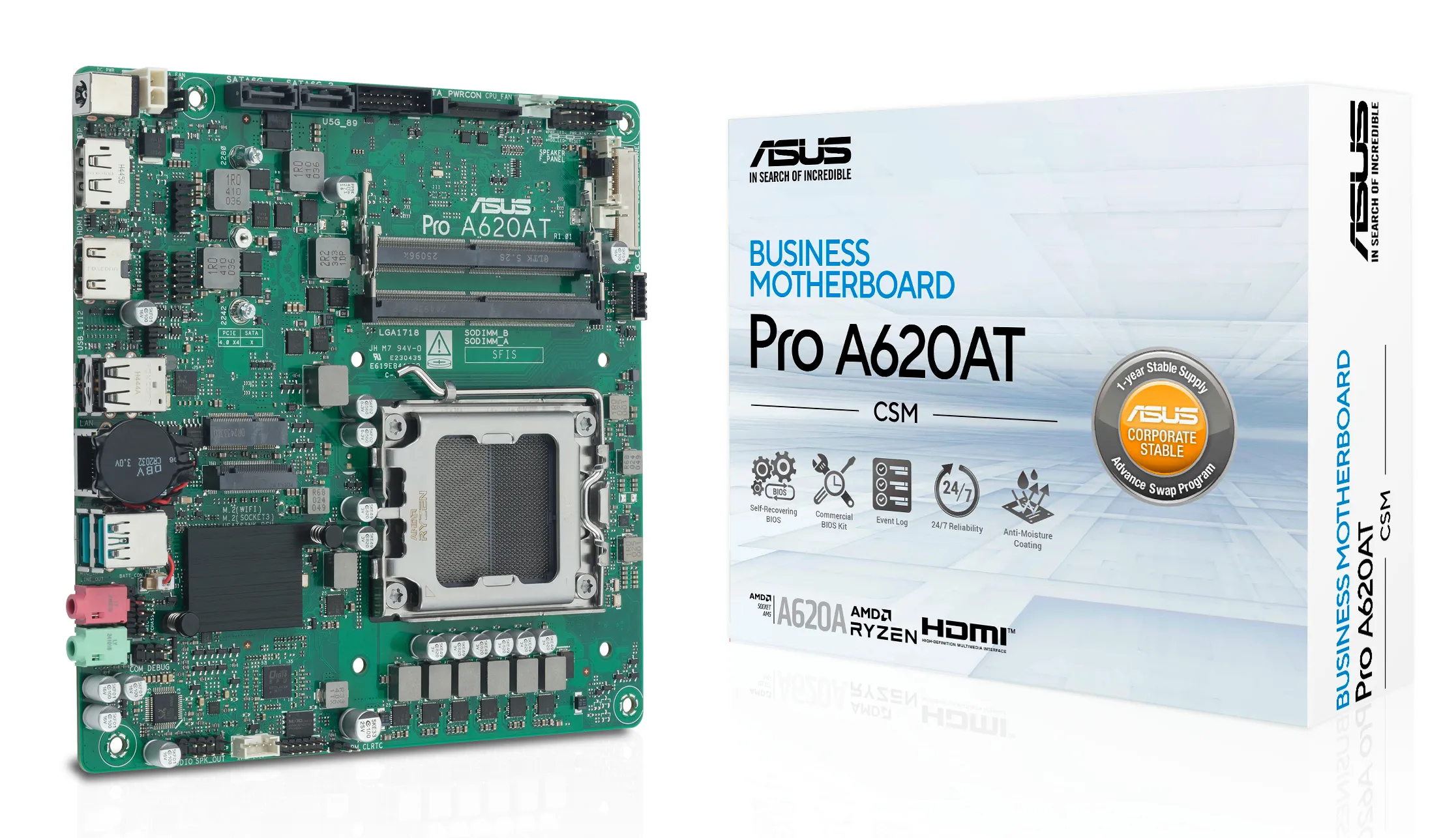 Asus PRO A620AT-CSM AM5 Thin Mini-ITX Motherboard Asus PRO A620AT-CSM AM5 Thin Mini-ITX Motherboard