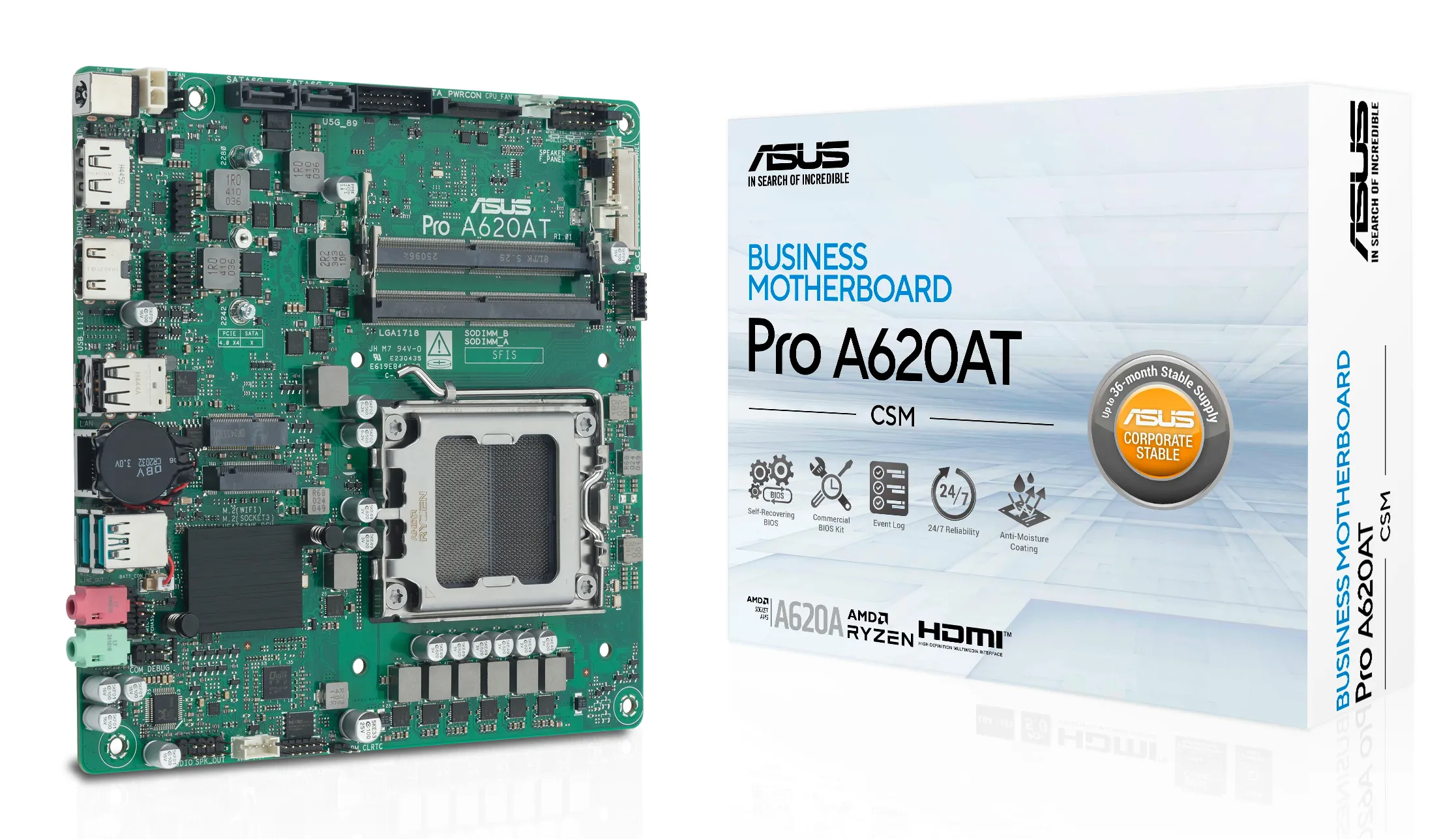 Asus PRO A620AT-CSM AM5 Thin Mini-ITX Motherboard Asus PRO A620AT-CSM AM5 Thin Mini-ITX Motherboard