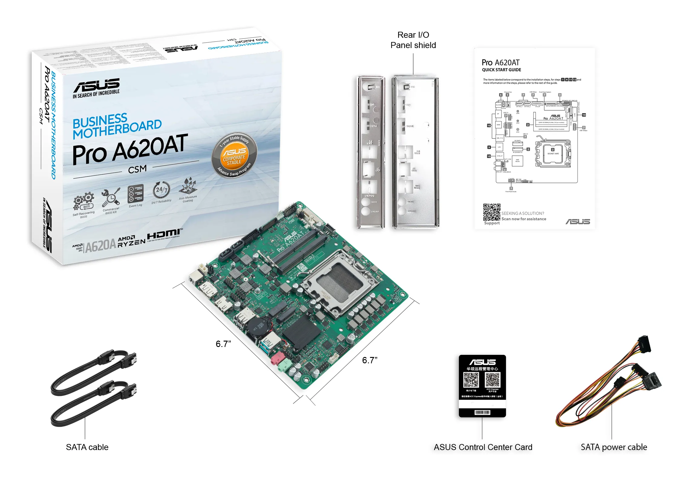 Asus PRO A620AT-CSM AM5 Thin Mini-ITX Motherboard Asus PRO A620AT-CSM AM5 Thin Mini-ITX Motherboard