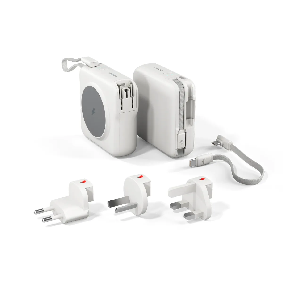 Epico Travel UltraPack 3in1 10 000mAh Power Bank and Wall Charger ET50 Plugs for EU, UK, AU  & &nbsp;US, White