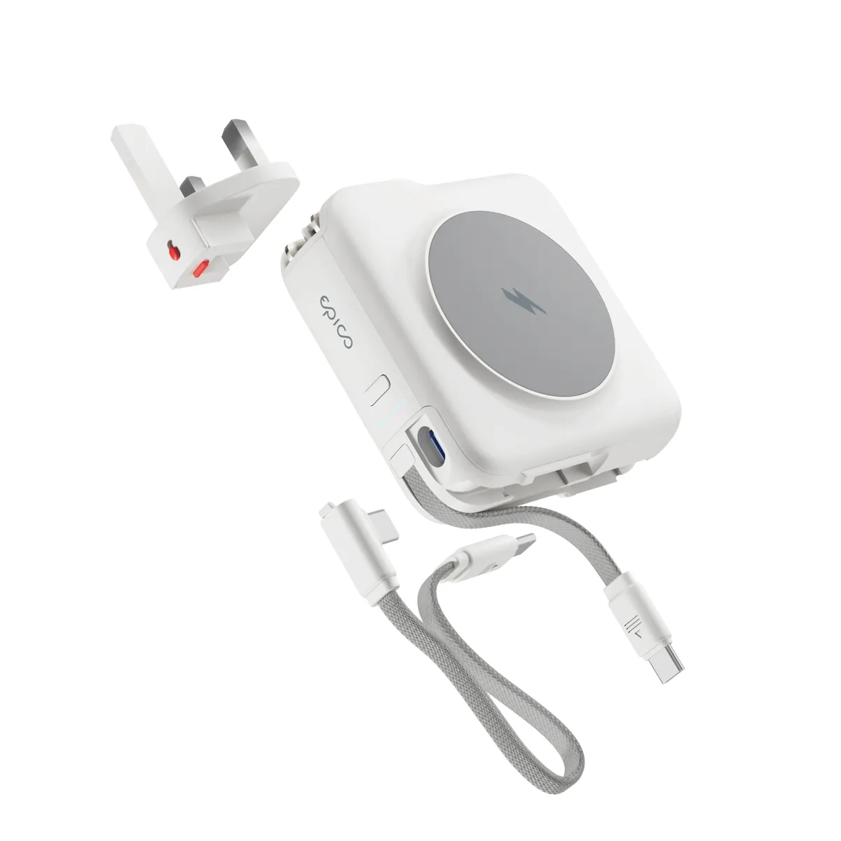 Epico Travel UltraPack 3in1 10 000mAh Power Bank and Wall Charger ET50 Plugs for EU, UK, AU  &amp; &nbsp;US, White