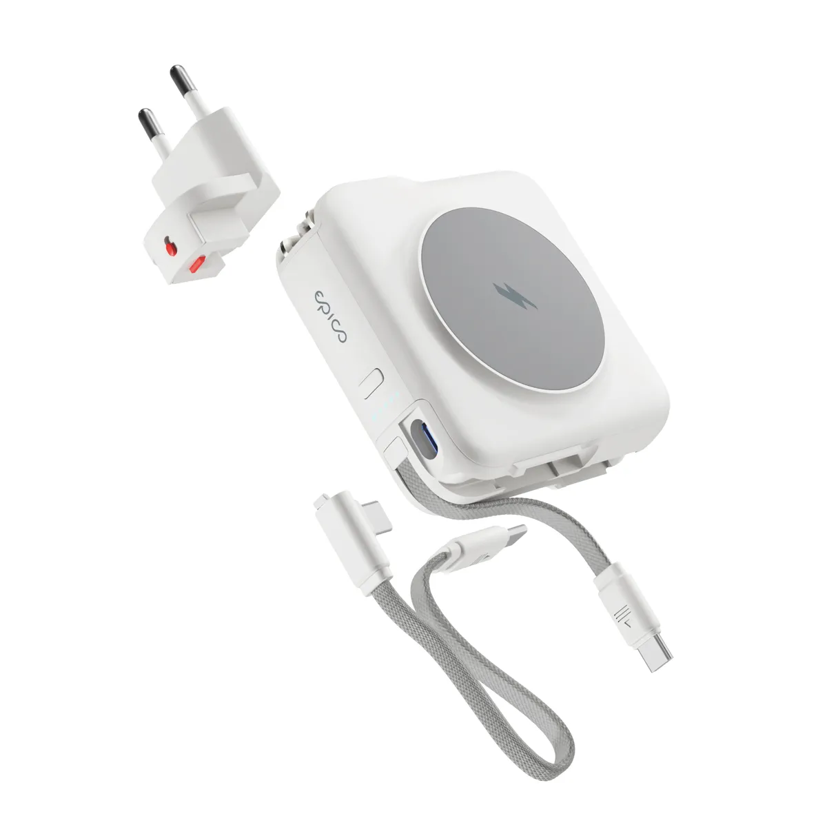 Epico Travel UltraPack 3in1 10 000mAh Power Bank and Wall Charger ET50 Plugs for EU, UK, AU  &amp; &nbsp;US, White