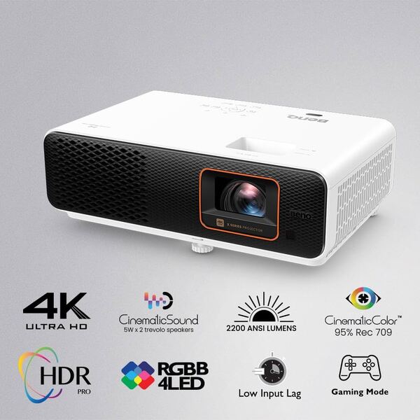 BenQ X500i Short Throw Android 11 DLP 4K UHD 2200 ANSI lm LED Projector, White