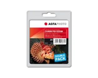 AgfaPhoto PGI-525 kit med bl&auml;ckpatroner, 20 ml, svart, 2 st