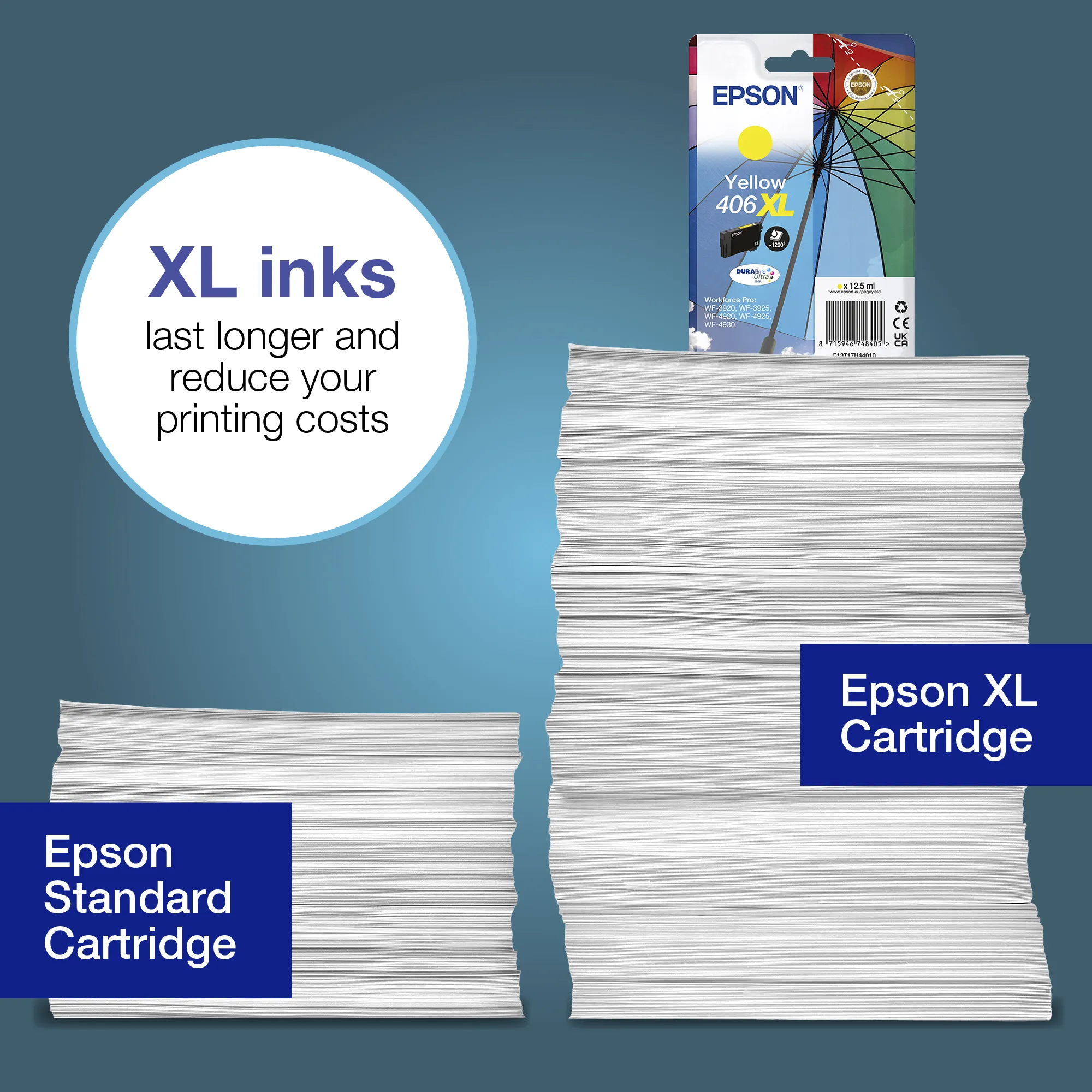 Epson 406 Umbrella DURABrite Ultra C13T17G44010 -mustekasetti, 6 ml, keltainen