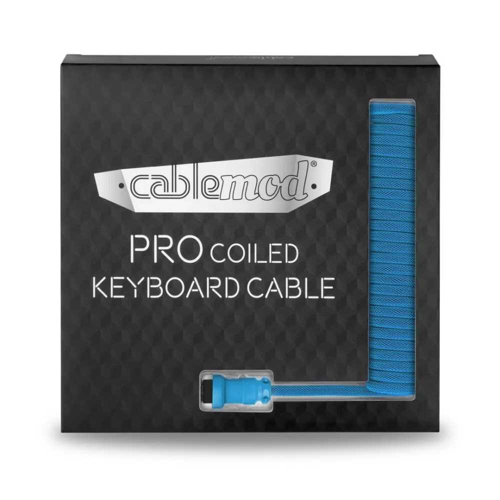 CableMod Pro Coiled Keyboard Cable, USB A -> USB Type C, 150cm, Spectrum Blue