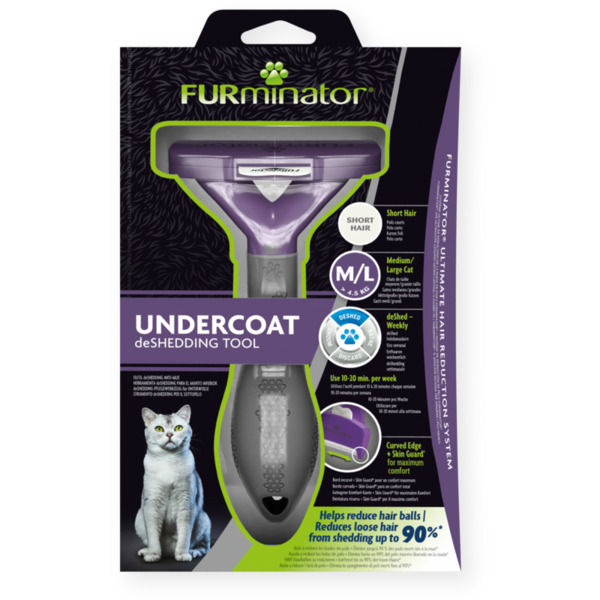 FURminator Undercoat deShedding Tool for Medium/Large Short-Haired Cats, Black