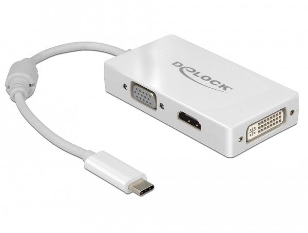 Delock Adapter USB Type-C male &gt; VGA / HDMI / DVI female white
