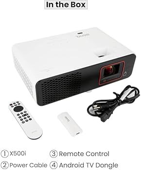 BenQ X500i Short Throw Android 11 DLP 4K UHD 2200 ANSI lm LED Projector, White
