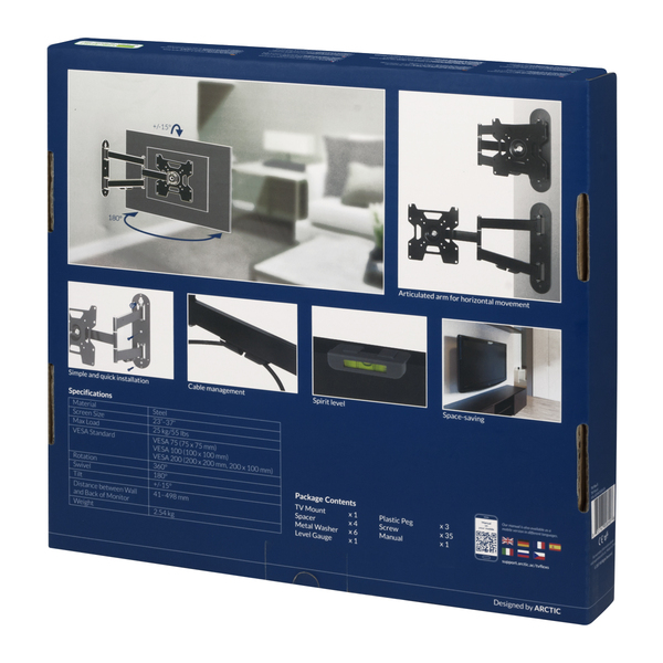 Arctic Cooling TV Flex S Articulated Wall mount for Flat screen TV 23&quot;&quot;-37&quot;&quot;