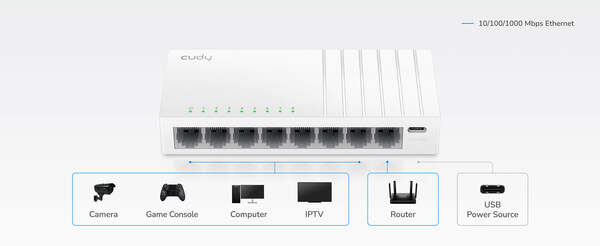 CUDY Switch GS108U 8-port Gigabit USB-C