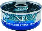 Farmina N&D Ocean Kitten Tuna, Cod, Shrimp & Pumpkin, Kissan m&auml;rk&auml;ruoka, 70 g