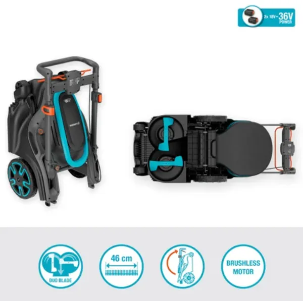 Gardena PowerMax Duo 46/36V P4A 4Ah - batteridriven gräsklippare