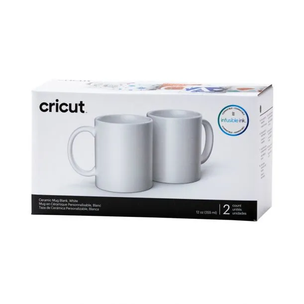 Cricut&nbsp;mug&nbsp;- keraaminen muki, valkoinen, 350ml (2 kpl)