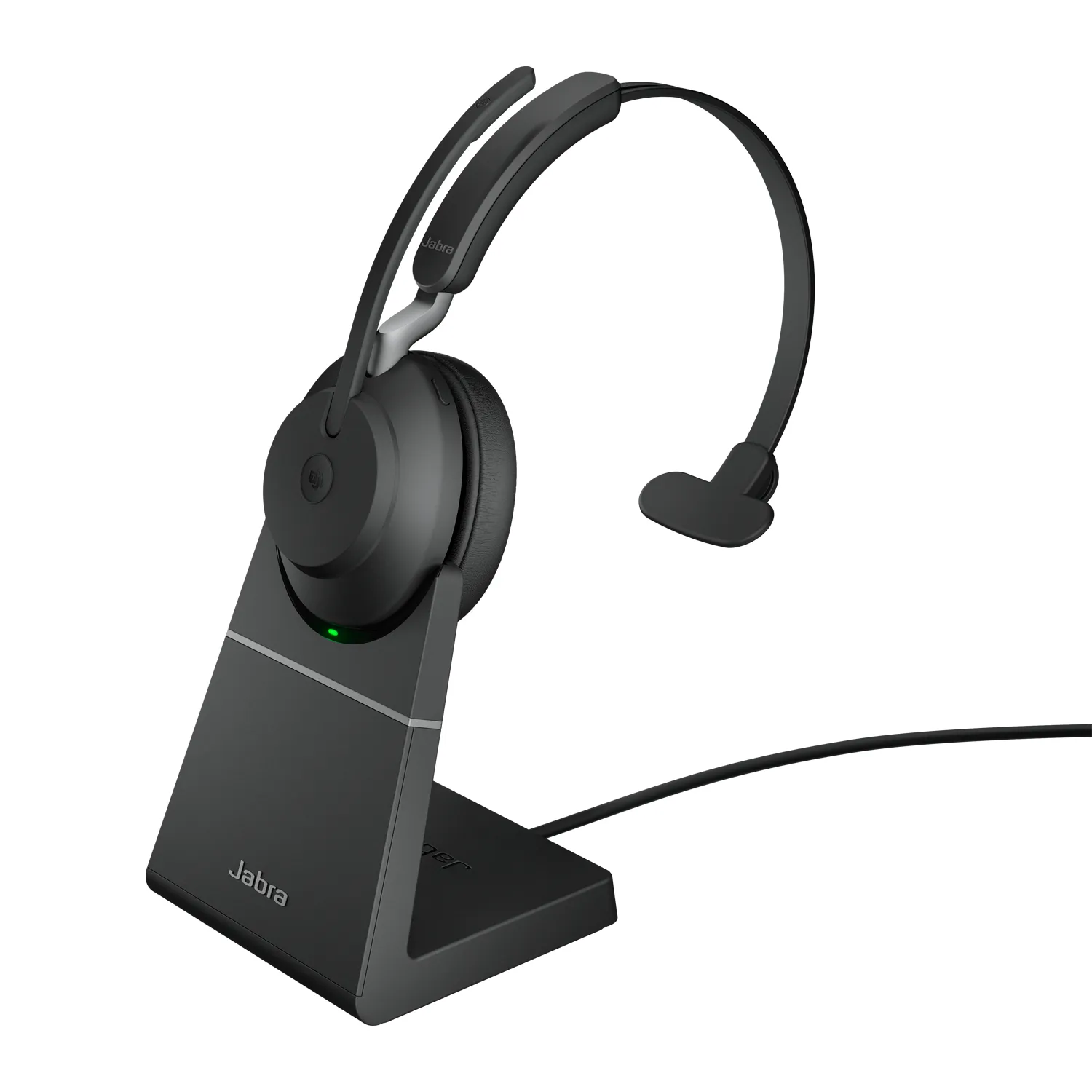 Jabra Evolve2 65 L380a MS Mono kuulokkeet lataavalla jalustalla, musta