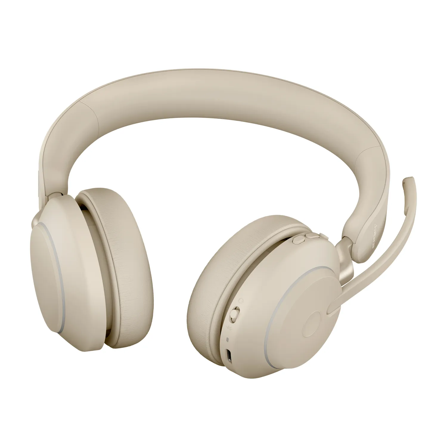 Jabra Evolve2 65 UC -langaton stereokuulokemikrofoni + USB-C-sovitin ja latausteline, beige