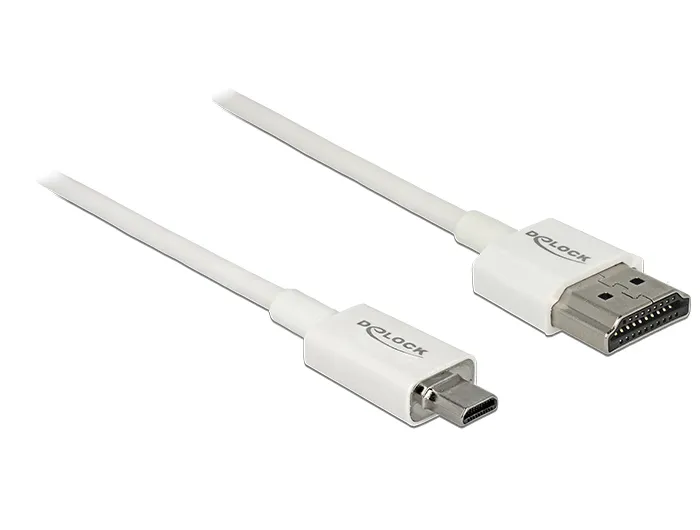 De-Lock  HDMI – micro-HDMI 2.0 - kabel, 0,25 m, Vit