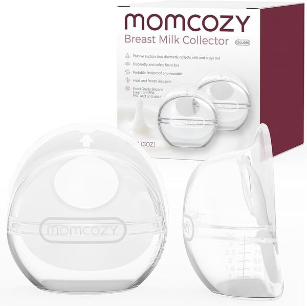 MOMCOZY &aring;teranv&auml;ndbar br&ouml;stmj&ouml;lksuppsamlare, 90 ml, silikon, genomskinlig, 2 st