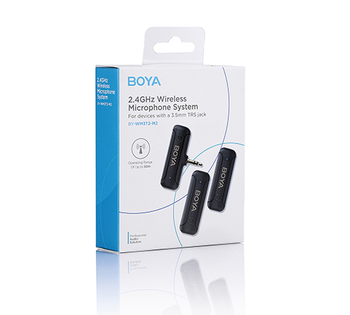 BOYA BY-WM3T2-M2, 3.5mm TRS tr&aring;dl&ouml;s lavaliermikrofon (inkl. 2 s&auml;ndare + 1 mottagare)