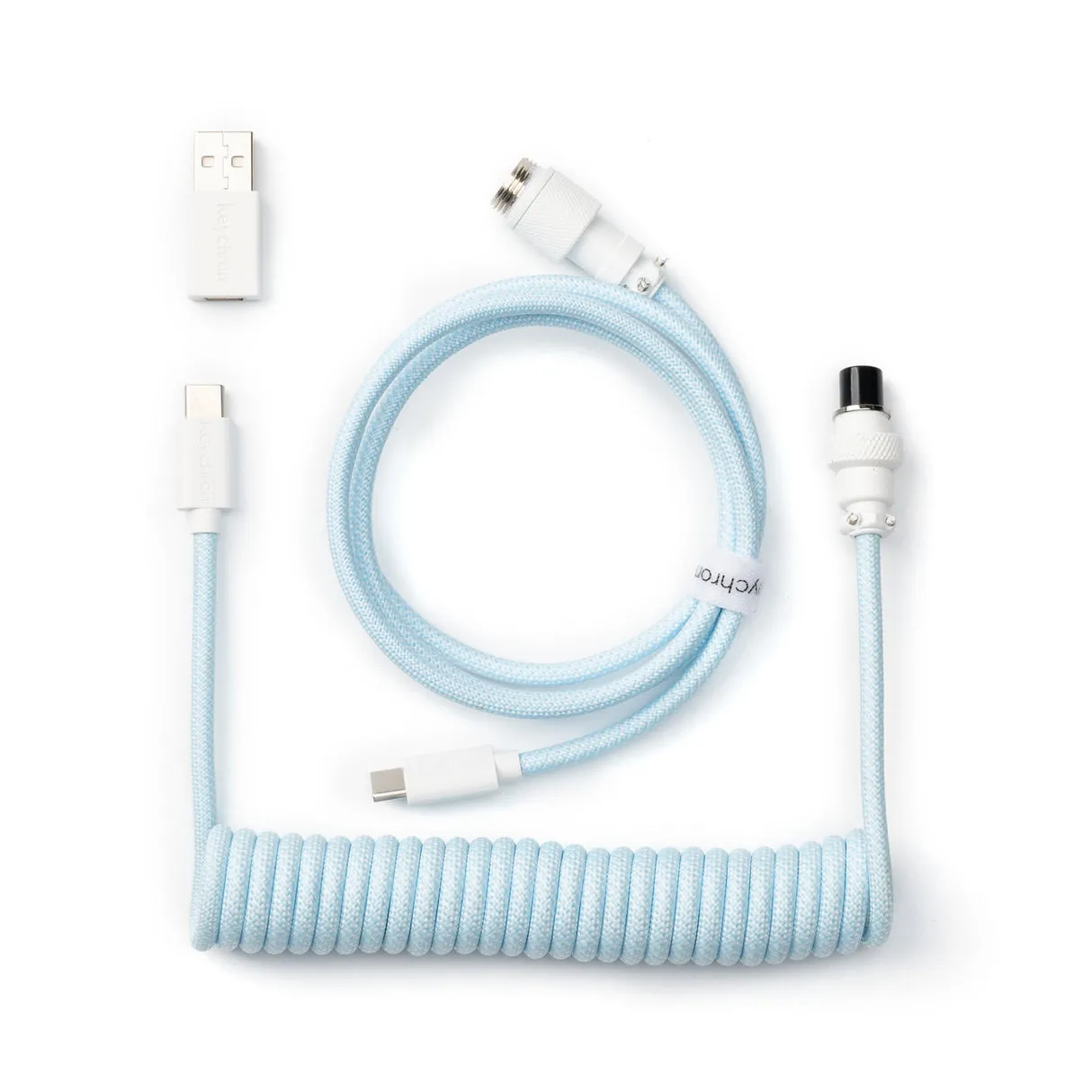 Keychron CAB-36 kierretty USB-C &ndash; USB-A -kaapeli, 1,76 m, vaaleansininen