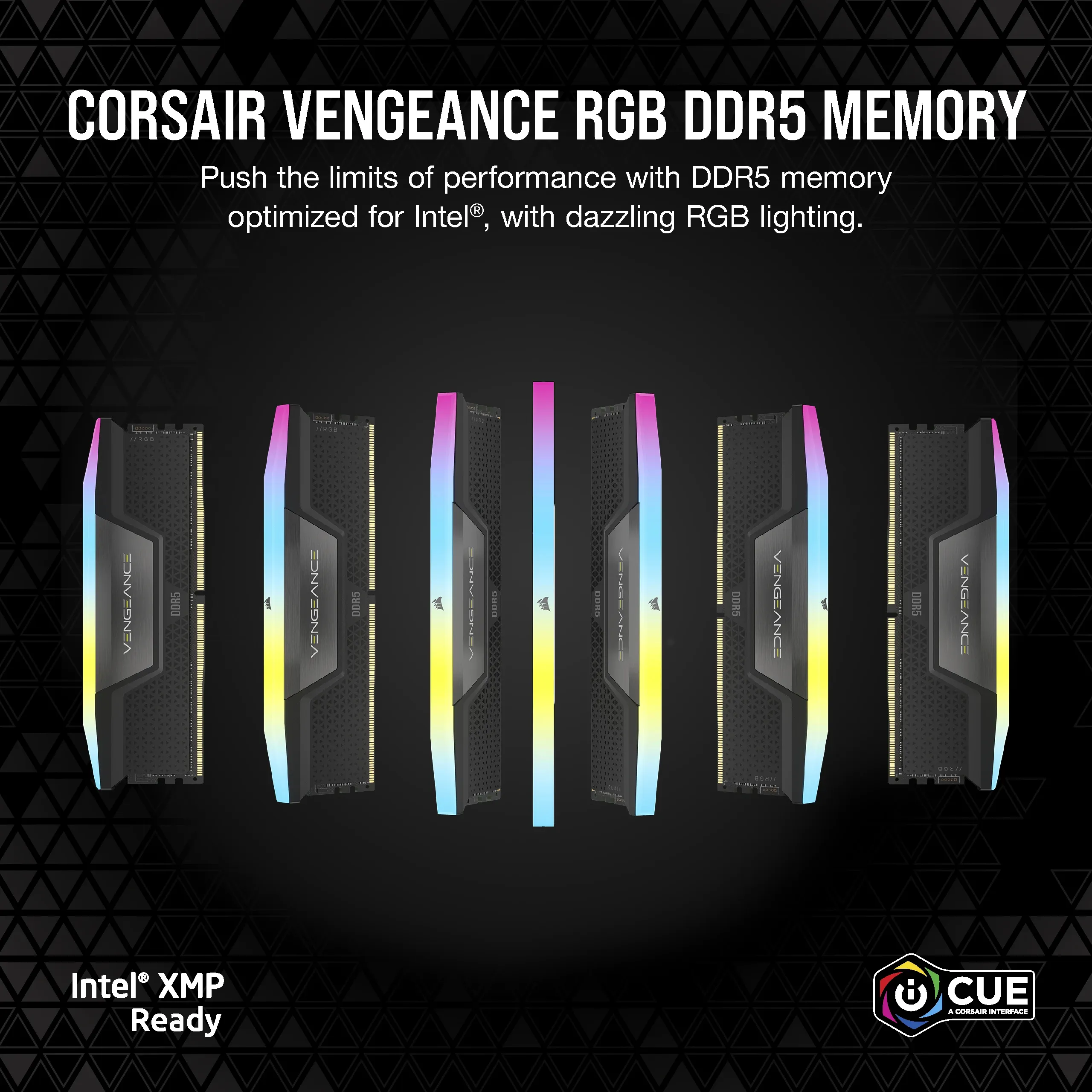 Corsair Vengeance RGB DDR5 64GB 2x32GB DDR5 Intel XMP Memory - Black