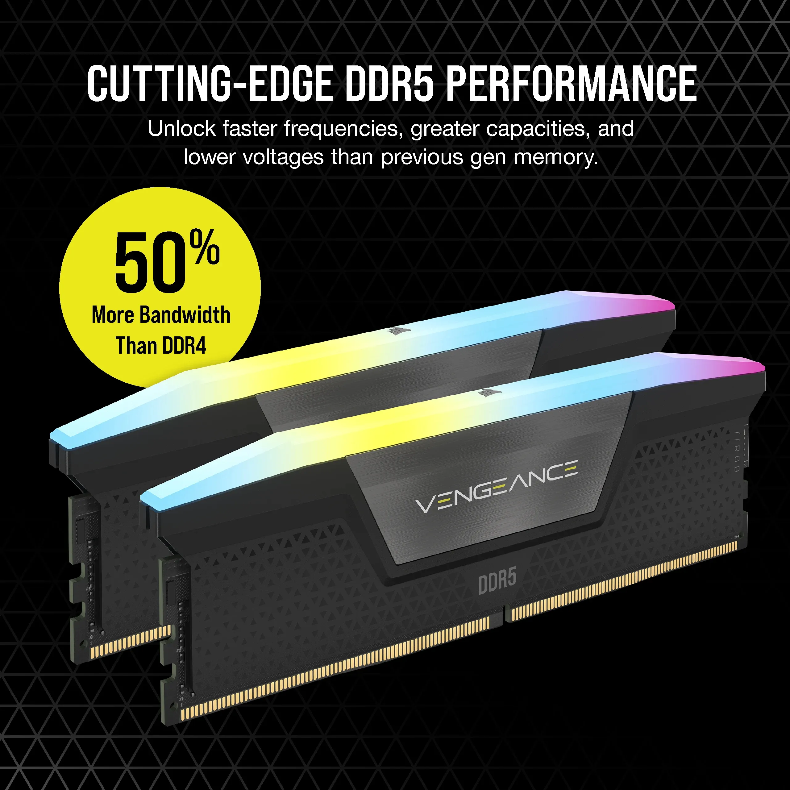Corsair Vengeance RGB DDR5 64GB 2x32GB DDR5 Intel XMP Memory - Black