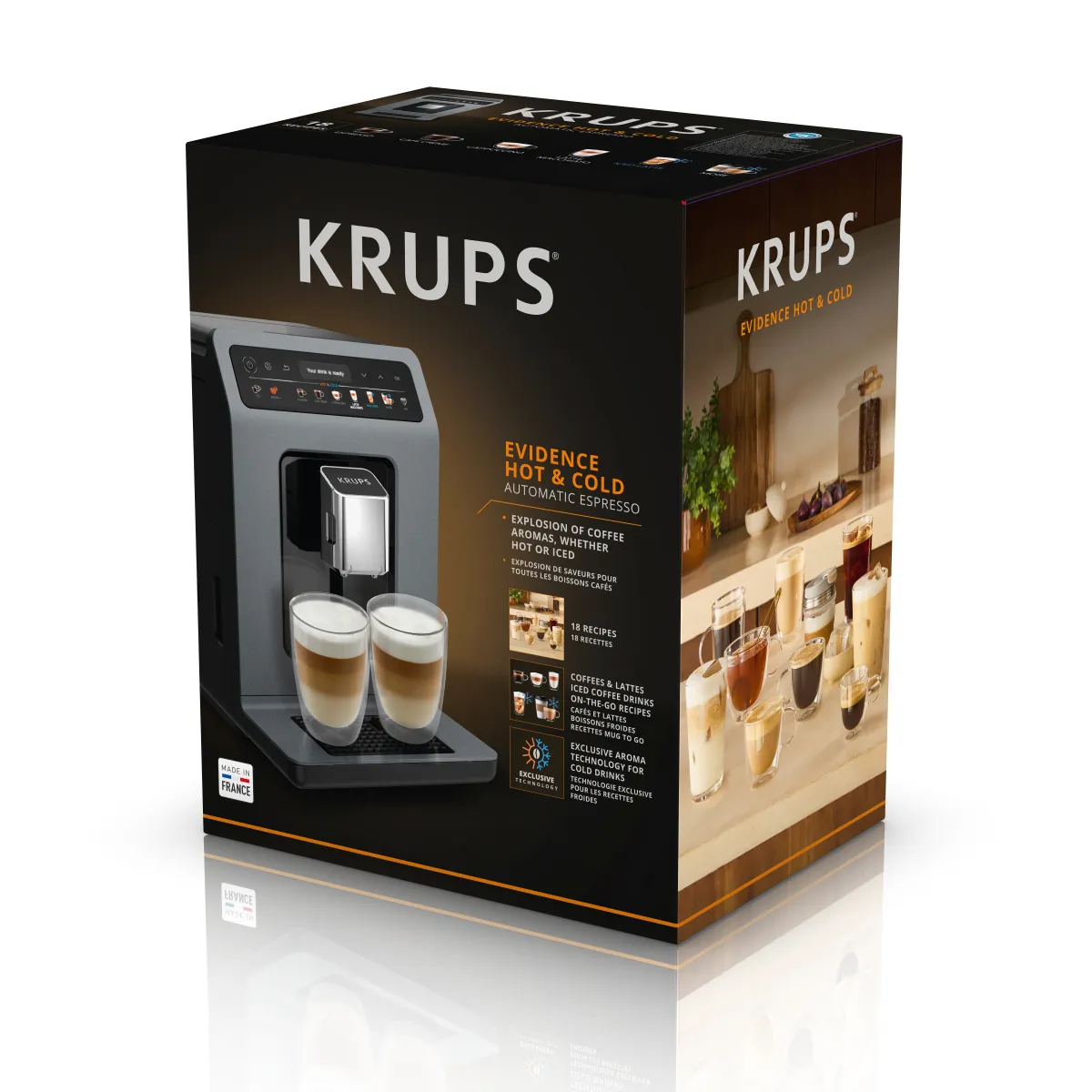KRUPS Evidence Hot & Cold EA898GF0 helautomatisk espressomaskin, svart, gr&aring;