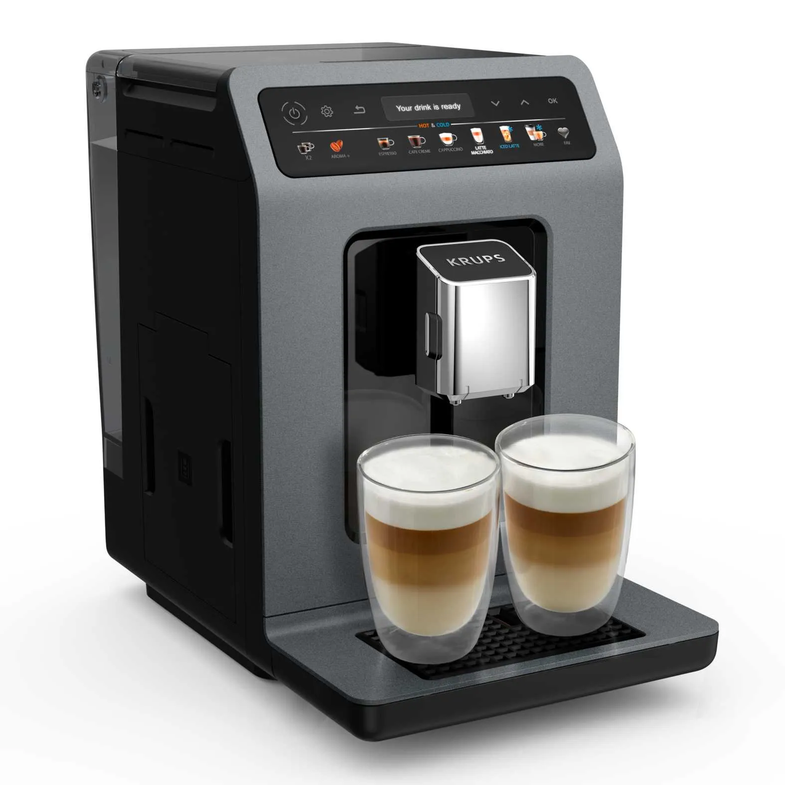 KRUPS Evidence Hot & Cold EA898GF0 helautomatisk espressomaskin, svart, gr&aring;
