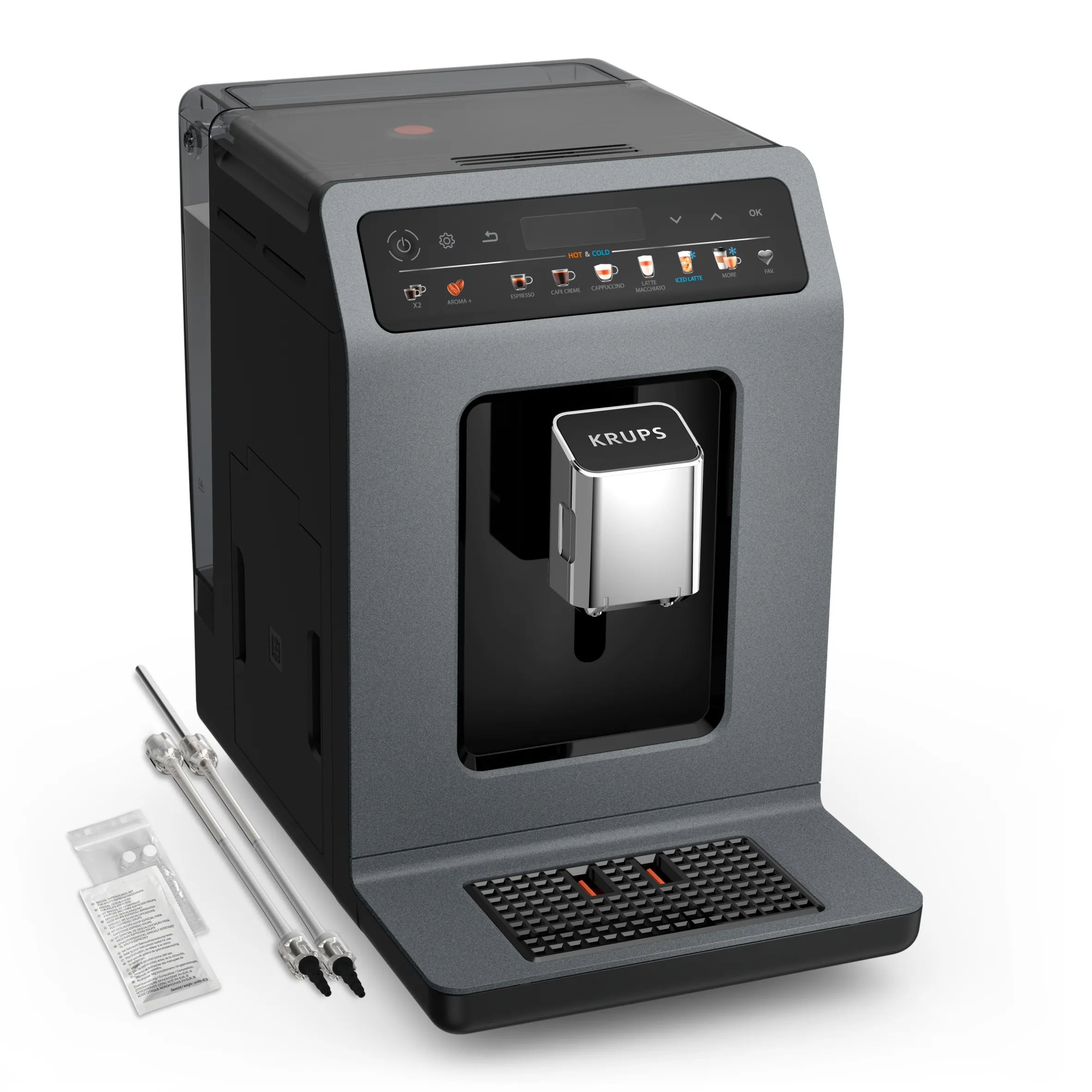 KRUPS Evidence Hot &amp; Cold EA898GF0 helautomatisk espressomaskin, svart, gr&aring;