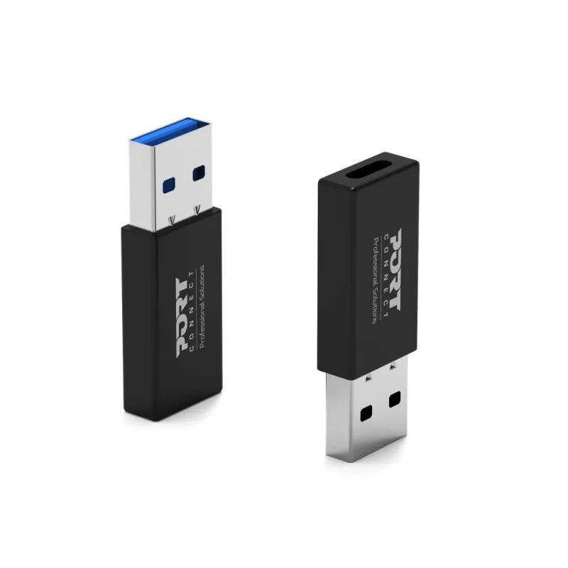 PORT Designs USB-A till USB-C-adapter, 2-pack, svart