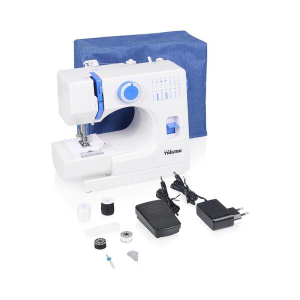 Tristar SM-6003 Sewing Machine, 14 Stitches, White/Blue