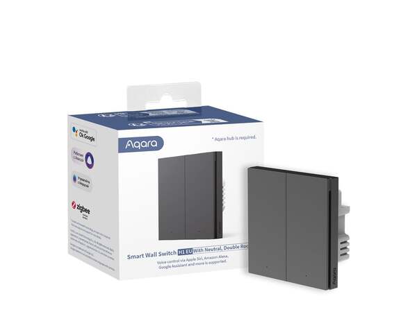 Aqara Smart Wall Switch H1 - Grey With neutral, Double rocker, Zigbee