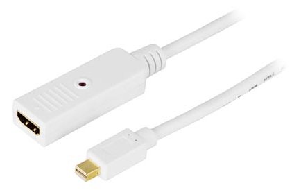 Deltaco mini DisplayPort &ndash; HDMI -kaapeli, 1 m, Valkoinen