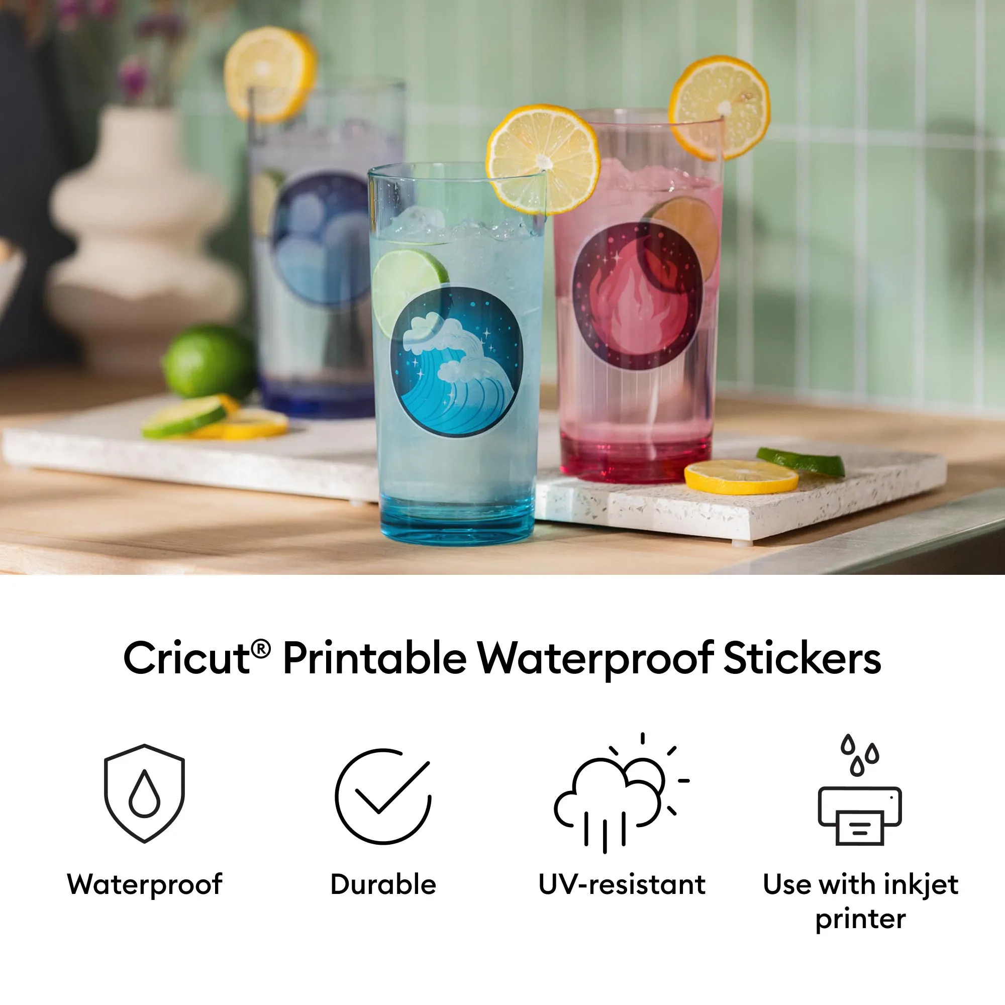 Cricut Sticker Set Waterproof A4 - 6 sheets (White)
